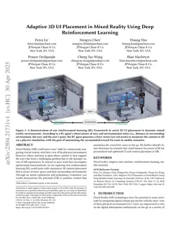 Adaptive 3D UI Placement in Mixed Reality Using Deep Reinforcement Learning