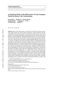 An Empirical Study on the Effectiveness of Large Language Models for Binary Code Understanding