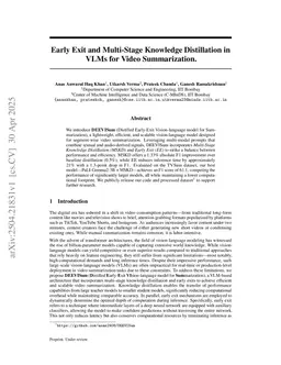 Early Exit and Multi Stage Knowledge Distillation in VLMs for Video Summarization
