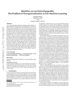 Identities are not Interchangeable: The Problem of Overgeneralization in Fair Machine Learning
