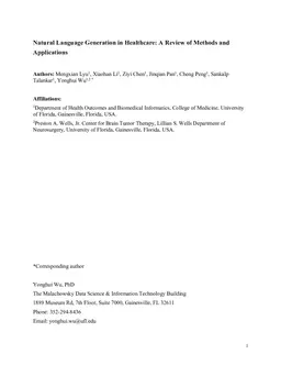 Natural Language Generation in Healthcare: A Review of Methods and Applications