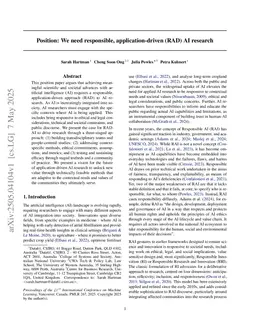 Position: We Need Responsible, Application-Driven (RAD) AI Research