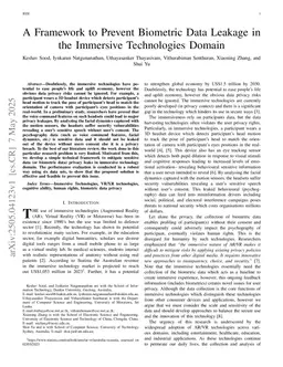A Framework to Prevent Biometric Data Leakage in the Immersive Technologies Domain