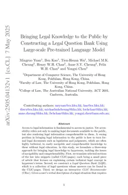 Bringing legal knowledge to the public by constructing a legal question bank using large-scale pre-trained language model