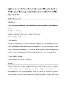 Optimization of Infectious Disease Intervention Measures Based on Reinforcement Learning - Empirical analysis based on UK COVID-19 epidemic data