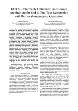 DOTA: Deformable Optimized Transformer Architecture for End-to-End Text Recognition with Retrieval-Augmented Generation