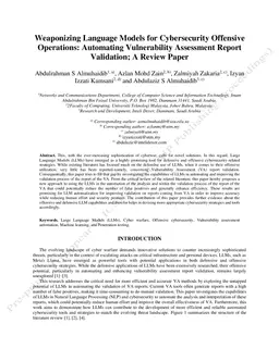 Weaponizing Language Models for Cybersecurity Offensive Operations: Automating Vulnerability Assessment Report Validation; A Review Paper
