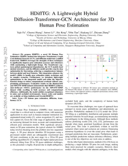 HDiffTG: A Lightweight Hybrid Diffusion-Transformer-GCN Architecture for 3D Human Pose Estimation