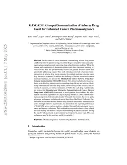 GASCADE: Grouped Summarization of Adverse Drug Event for Enhanced Cancer Pharmacovigilance