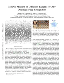 MoDE: Mixture of Diffusion Experts for Any Occluded Face Recognition