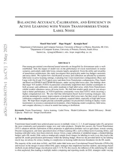 Balancing Accuracy, Calibration, and Efficiency in Active Learning with Vision Transformers Under Label Noise