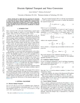 Discrete Optimal Transport and Voice Conversion