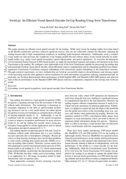 SwinLip: An Efficient Visual Speech Encoder for Lip Reading Using Swin Transformer