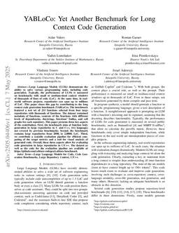 YABLoCo: Yet Another Benchmark for Long Context Code Generation