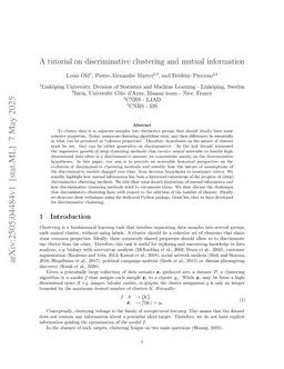 A Tutorial on Discriminative Clustering and Mutual Information