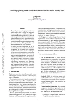 Detecting Spelling and Grammatical Anomalies in Russian Poetry Texts
