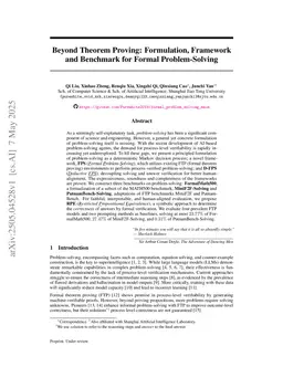 Beyond Theorem Proving: Formulation, Framework and Benchmark for Formal Problem-Solving