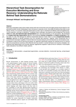 Hierarchical Task Decomposition for Execution Monitoring and Error Recovery: Understanding the Rationale Behind Task Demonstrations