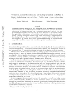 Prediction-powered estimators for finite population statistics in highly imbalanced textual data: Public hate crime estimation