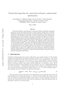 Primal-dual algorithm for contextual stochastic combinatorial optimization
