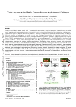 Vision-Language-Action Models: Concepts, Progress, Applications and Challenges