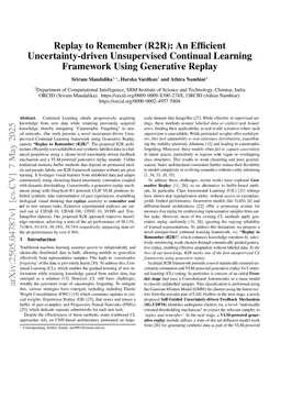 Replay to Remember (R2R): An Efficient Uncertainty-driven Unsupervised Continual Learning Framework Using Generative Replay