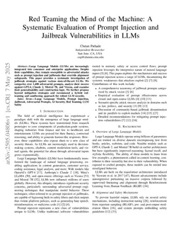 Red Teaming the Mind of the Machine: A Systematic Evaluation of Prompt Injection and Jailbreak Vulnerabilities in LLMs