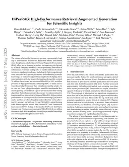 HiPerRAG: High-Performance Retrieval Augmented Generation for Scientific Insights