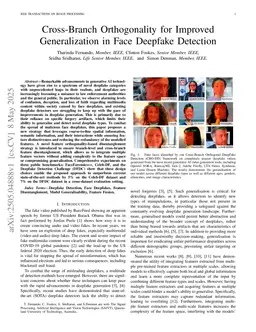 Cross-Branch Orthogonality for Improved Generalization in Face Deepfake Detection