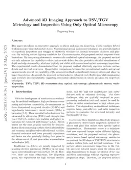 Advanced 3D Imaging Approach to TSV/TGV Metrology and Inspection Using Only Optical Microscopy