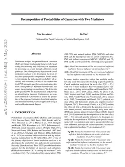 Decomposition of Probabilities of Causation with Two Mediators