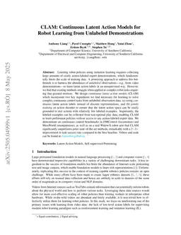 CLAM: Continuous Latent Action Models for Robot Learning from Unlabeled Demonstrations