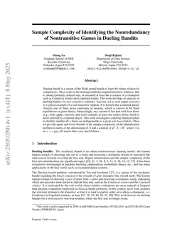 Sample Complexity of Identifying the Nonredundancy of Nontransitive Games in Dueling Bandits