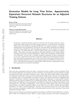 Generative Models for Long Time Series: Approximately Equivariant Recurrent Network Structures for an Adjusted Training Scheme