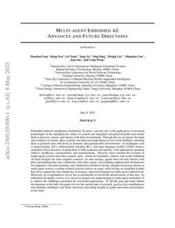 Multi-agent Embodied AI: Advances and Future Directions