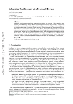 Enhancing Text2Cypher with Schema Filtering