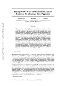 Taming OOD Actions for Offline Reinforcement Learning: An Advantage-Based Approach