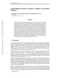 Understanding In-context Learning of Addition via Activation Subspaces