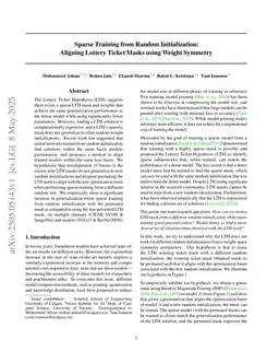 Sparse Training from Random Initialization: Aligning Lottery Ticket Masks using Weight Symmetry