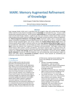 MARK: Memory Augmented Refinement of Knowledge