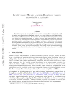 Incentive-Aware Machine Learning; Robustness, Fairness, Improvement & Causality