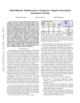 Multi-Objective Reinforcement Learning for Adaptable Personalized Autonomous Driving