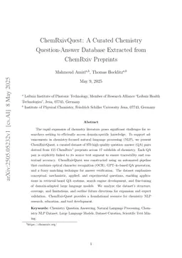 ChemRxivQuest: A Curated Chemistry Question-Answer Database Extracted from ChemRxiv Preprints