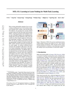 MTL-UE: Learning to Learn Nothing for Multi-Task Learning