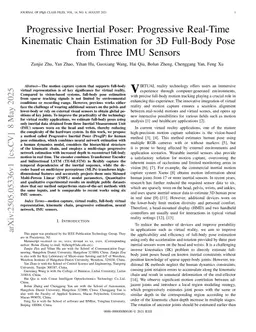 Progressive Inertial Poser: Progressive Real-Time Kinematic Chain Estimation for 3D Full-Body Pose from Three IMU Sensors