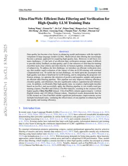 Ultra-FineWeb: Efficient Data Filtering and Verification for High-Quality LLM Training Data