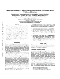 UKElectionNarratives: A Dataset of Misleading Narratives Surrounding Recent UK General Elections