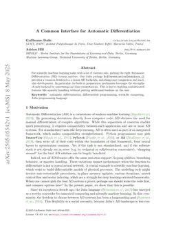 A Common Interface for Automatic Differentiation