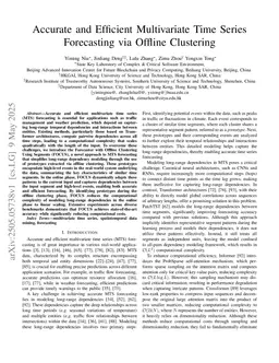 Accurate and Efficient Multivariate Time Series Forecasting via Offline Clustering
