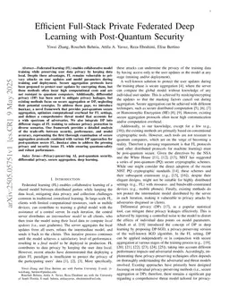 Efficient Full-Stack Private Federated Deep Learning with Post-Quantum Security